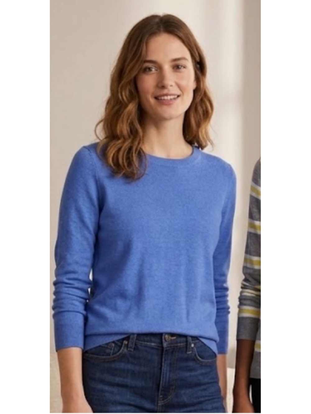 Women's J.Crew Teddie Crew Neck Sweater Blue Size L